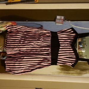 Switchblade Pink and black wide pinstripe dress